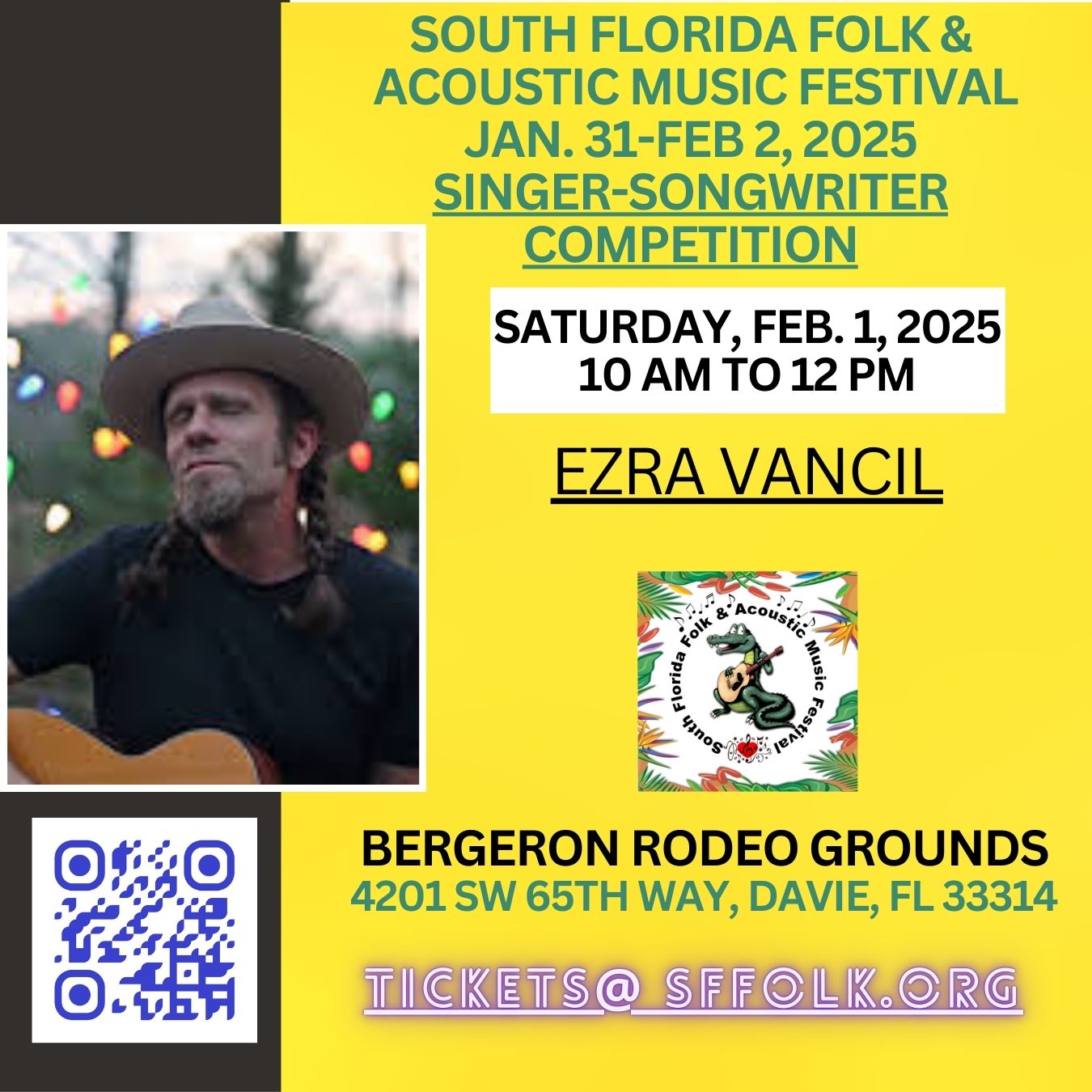 Exciting News—Ezra Vancil is a Finalist at the South Florida Folk Festival!